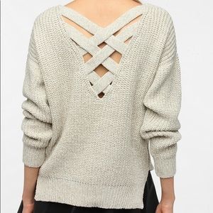 Cross back pull over sweater